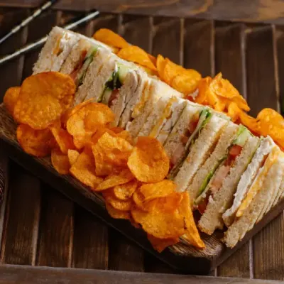 Club Sandwiches With Chips Narrow Plate