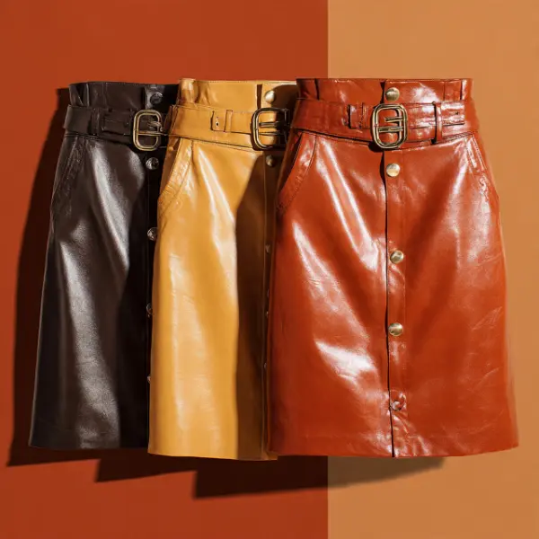 three premium women s leather skirts of different